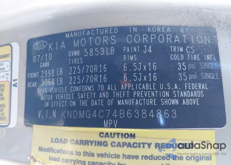 2011 Kia Sedona Lx from USA, damaged, VIN KNDMG4C74B6384863
